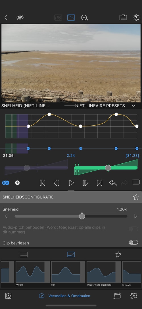 snelheidsaanpassing in LumaFusion 5.0